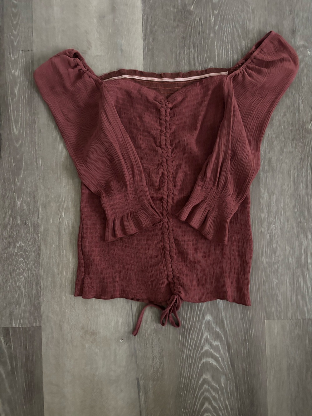 Mauve/Rust Textured Tie-Front Top - Picture 2 of 3